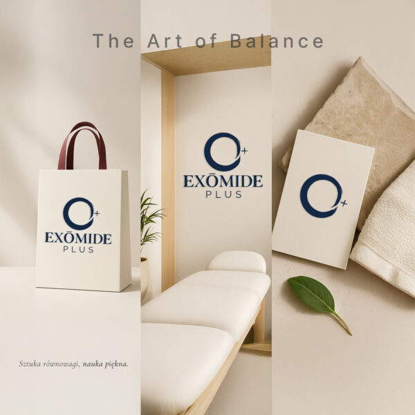 Logo marki Exomide Plus – projekt identyfikacji wizualnej i branding wykonany przez Claus Studio